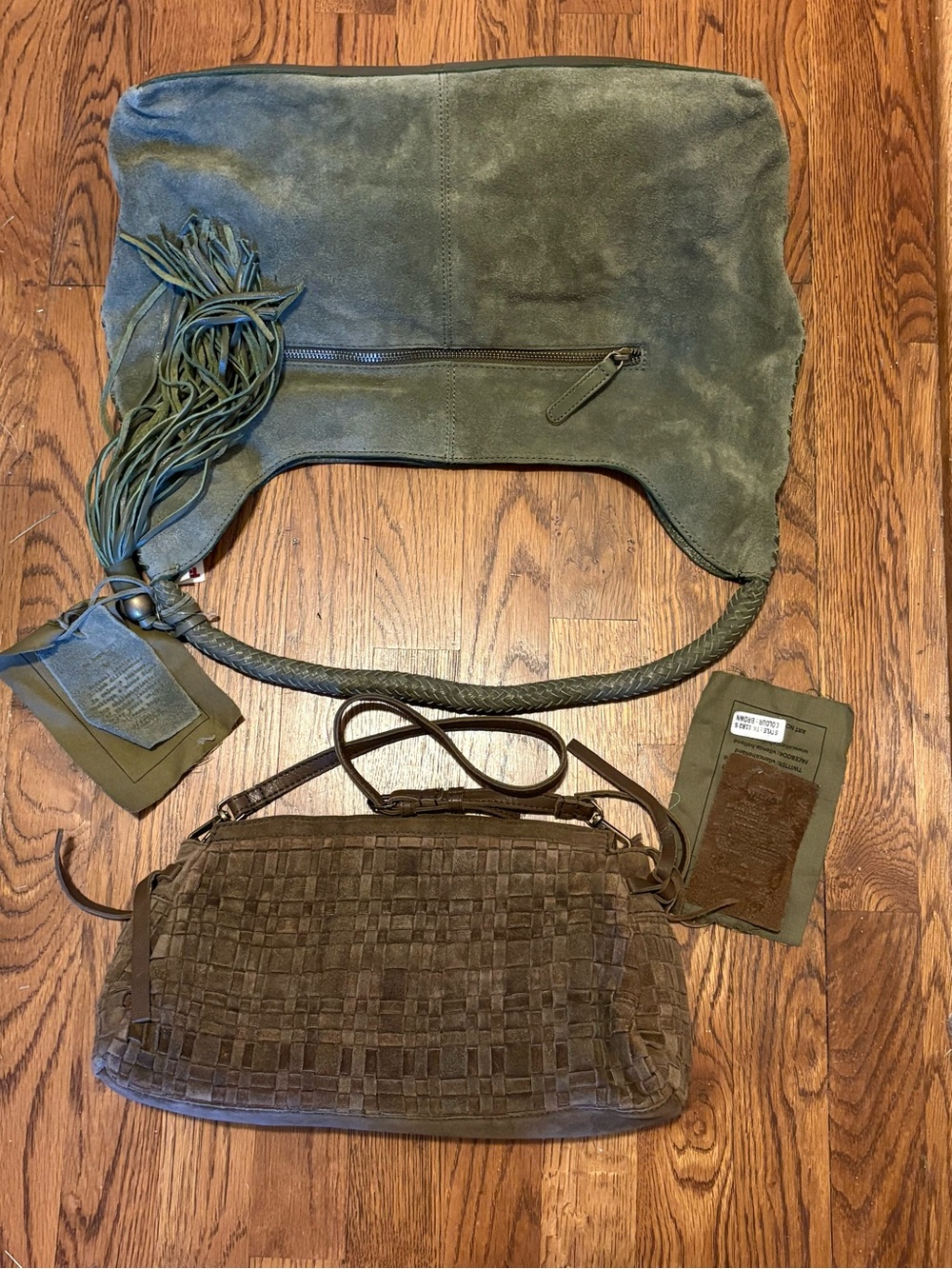 VILENCA Genuine Leather Brown Woven Suede Shoulder Bag NWT - Picture 14 of 16
